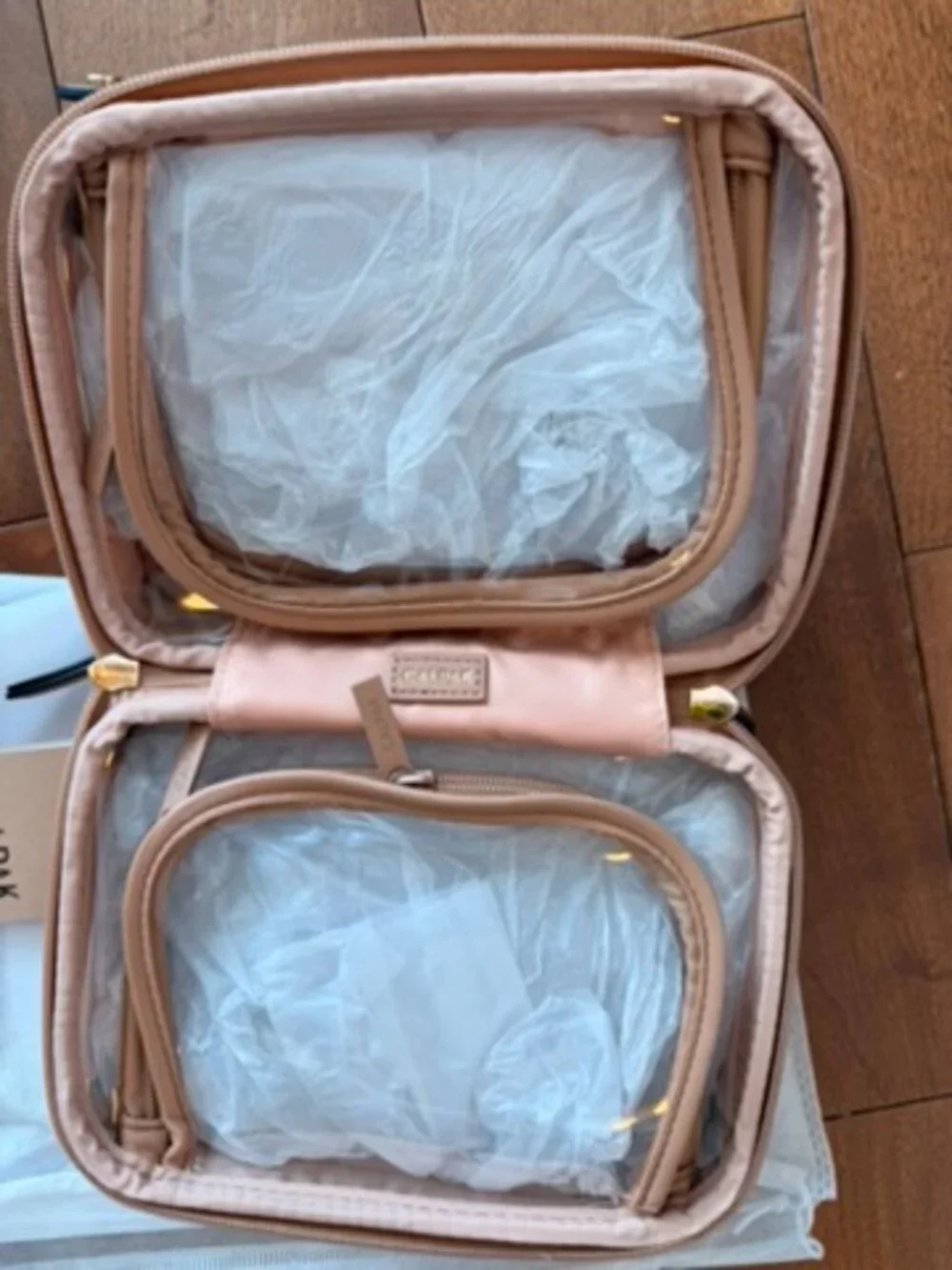 CALPAK Clear Cosmetic Case Blush Pink NWT